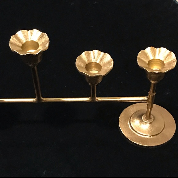 Antiqued Metal Taper Ruffled Candelabra Brass Finish - Hearth & Hand - Picture 10 of 11